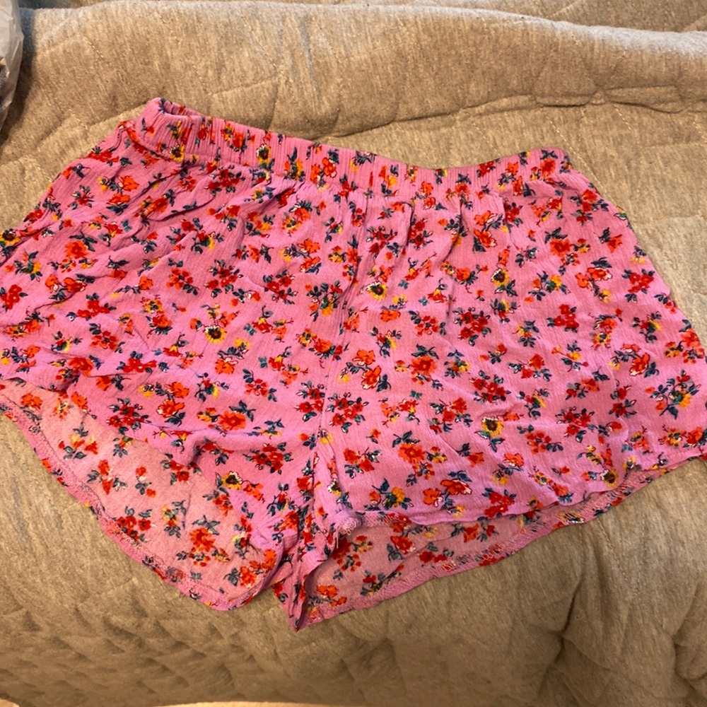 Purple flower shorts